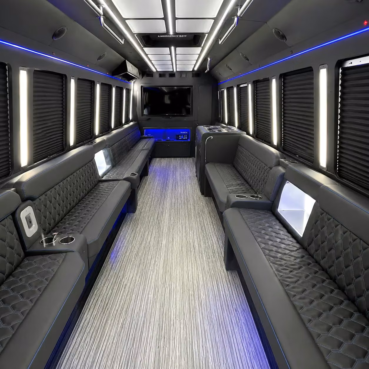 party buses for prom night in overland park are loaded with the amenities your group will love